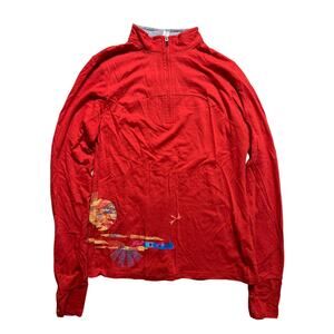 Ibex Women's M Red 1/4 Zip Sweater